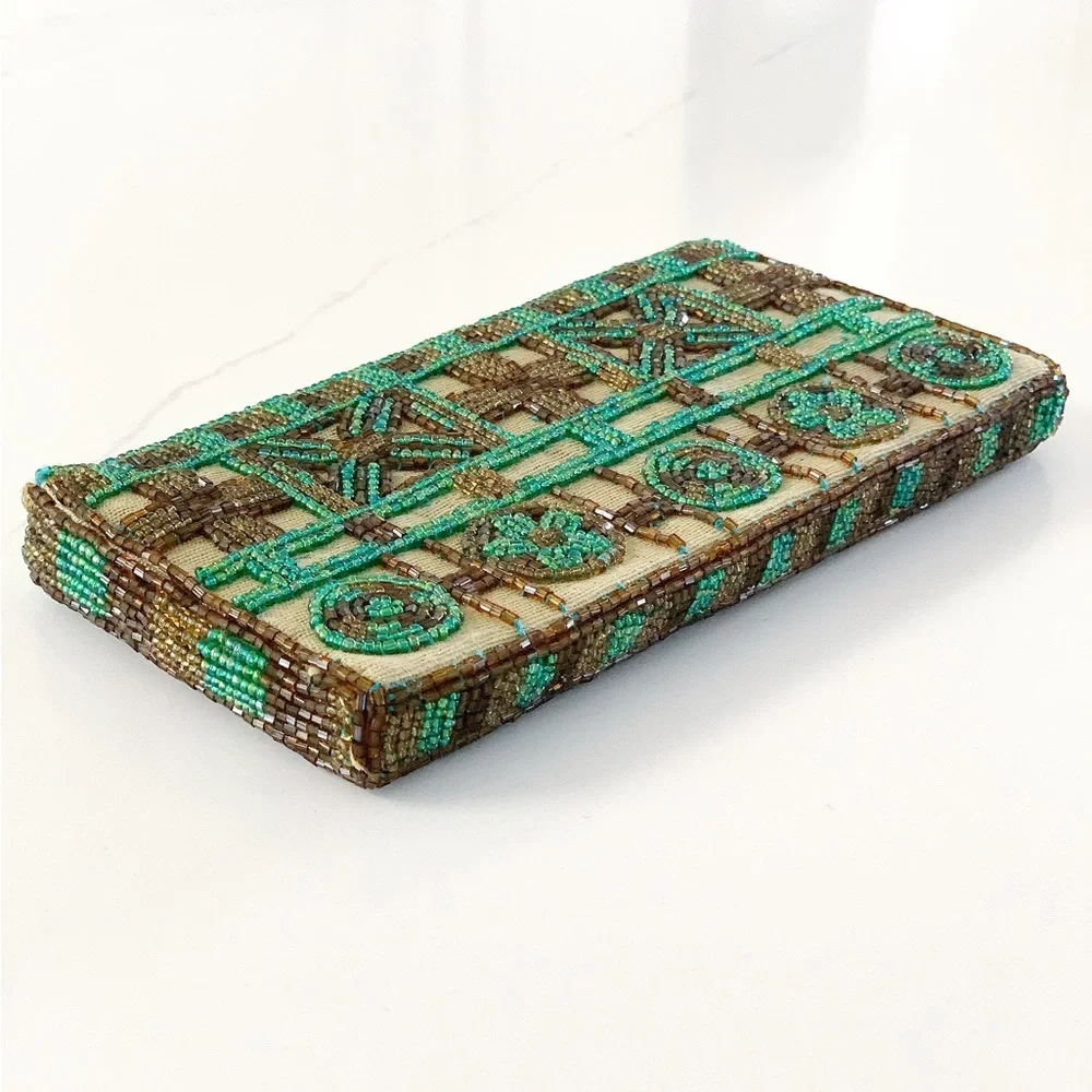 👛 Geometric Pattern Beaded Coin Wallet / Glasses Purse